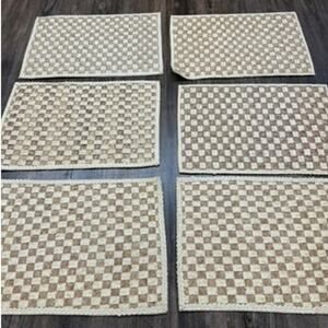 Set Of‎ 6 ,Straw Placemats, Checkered,24 x 24", Tropical,